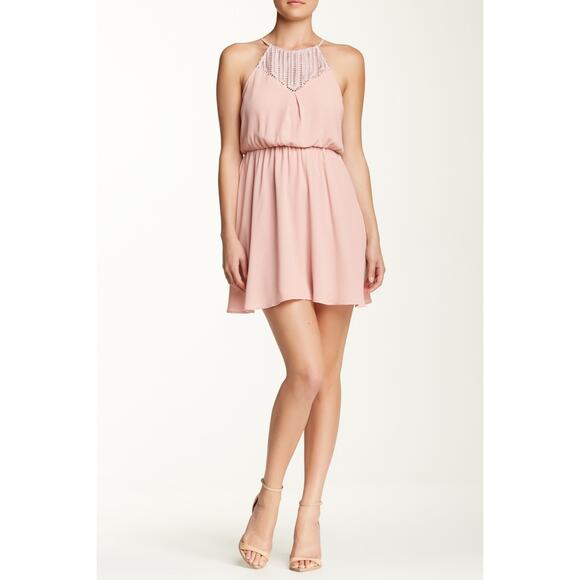 Lush Lattice Detail Sleeveless Dress Size S Small NWT Blush - Picture 1 of 7